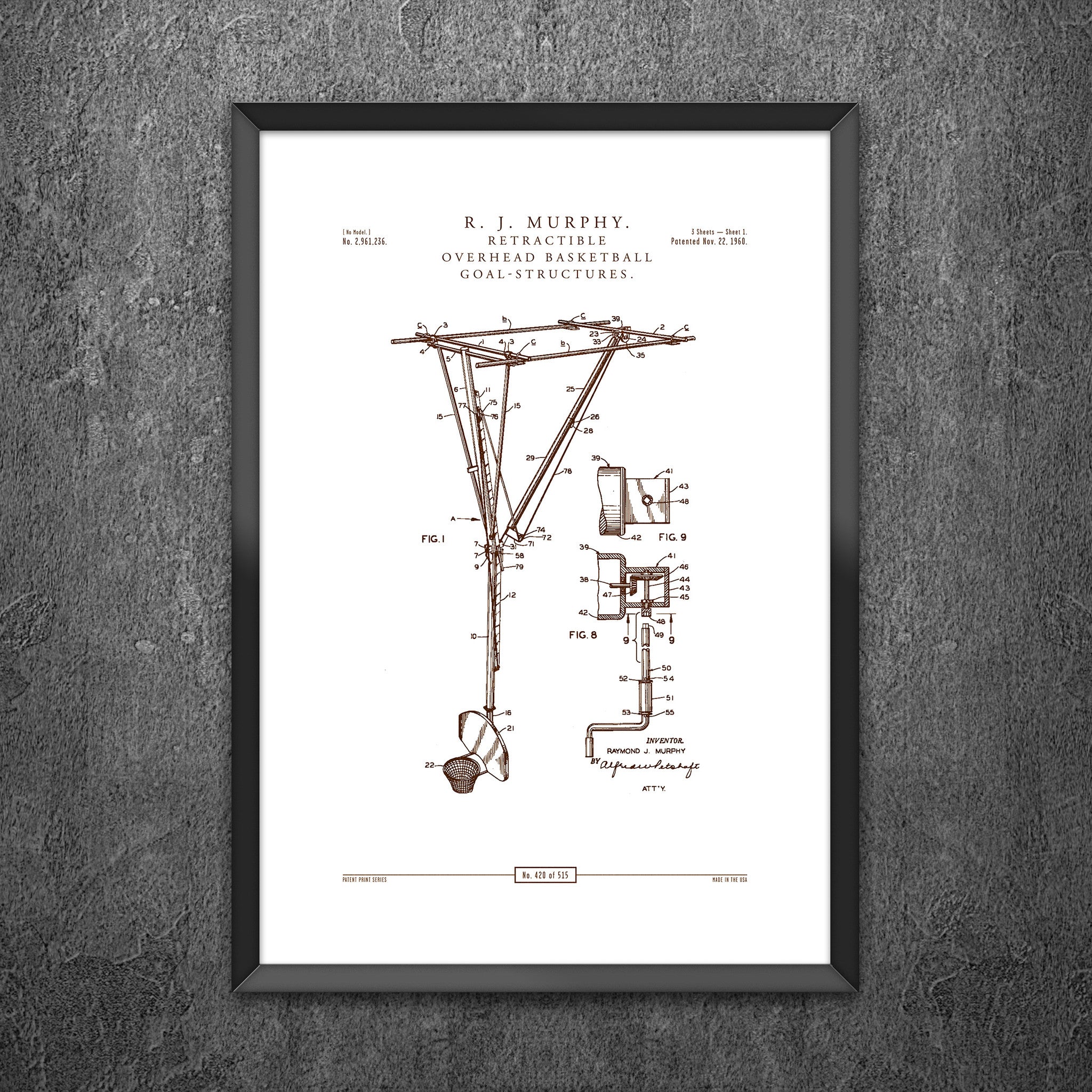 No 420 - Retractible Overhead Basketball Goal Structures