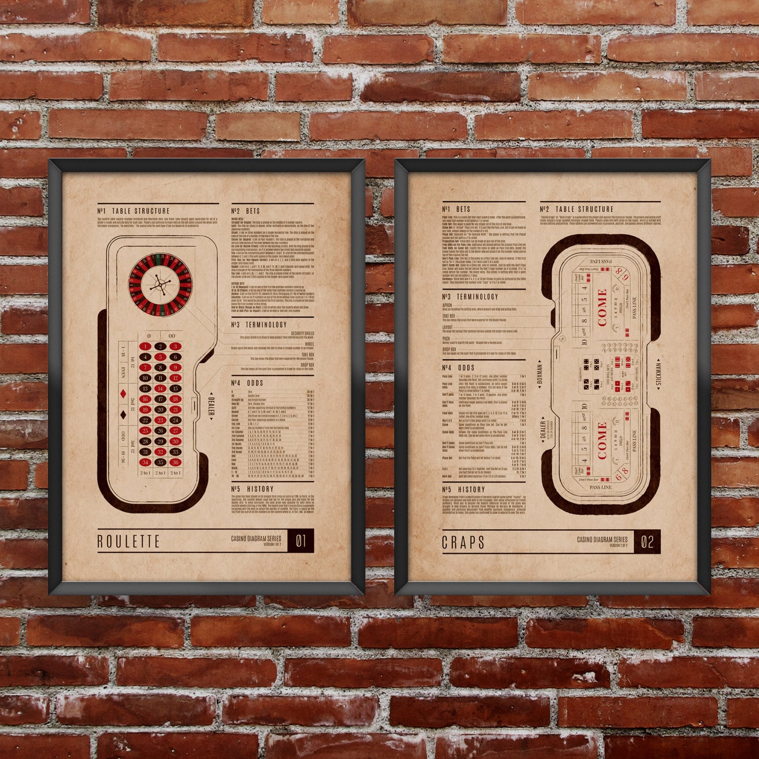 Craps & Roulette Casino Diagram Set